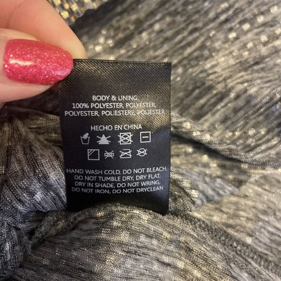 Anthropologie X Sabina Musayev Dress Size M Eugine Gold Gray Accordian Tie Date - Picture 11 of 13